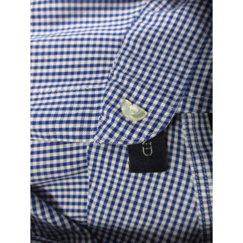 Lands End Blue Classic Checkered Workwear Oxford Shirt ButtonDown Size 16-1/2 35 - Picture 9 of 10